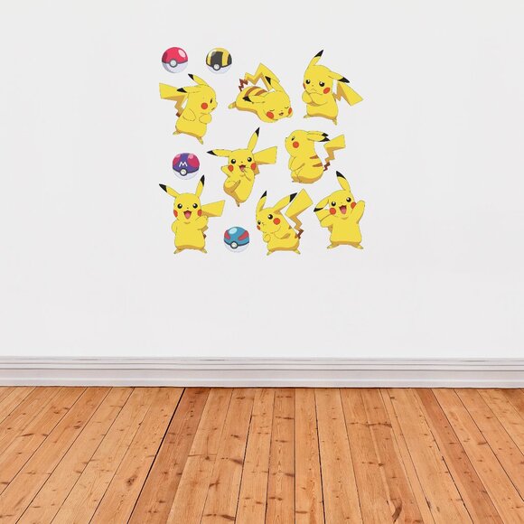 Pokemon Pikachu Stickers, Set of 8, Wall Decals, Reusable, Peel & Stick Wall Art - Picture 1 of 4